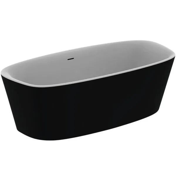 Ideal Standard freistehende Duo-Badewanne DEA m.Ablauf, 190x90x47/61cm, Schwarz Matt