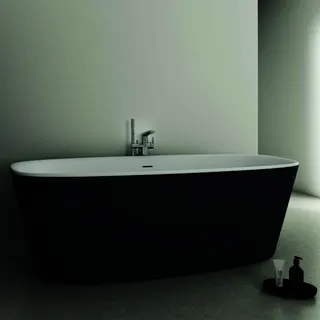 Ideal Standard freistehende Duo-Badewanne DEA m.Ablauf, 190x90x47/61cm, Schwarz Matt – Bild 4