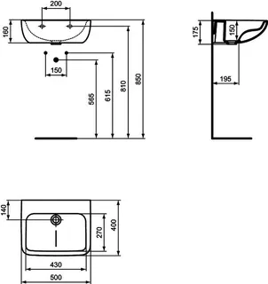 Ideal Standard Waschtisch Contour21 Plus, ohne Hahnloch, ohne Überlauf, SmartGuard, 500mm, Weiß – Bild 5
