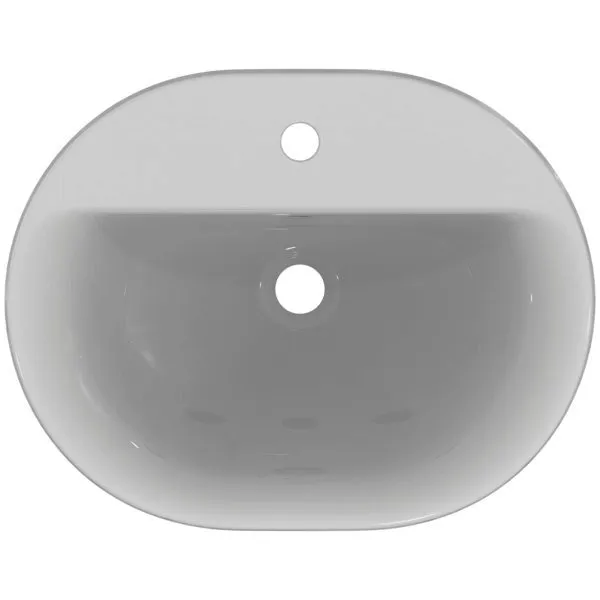 Ideal Standard Einbauwaschtisch Connect, oval, 1 Hahnloch, mit Überlauf, 550x430x175mm, Weiß