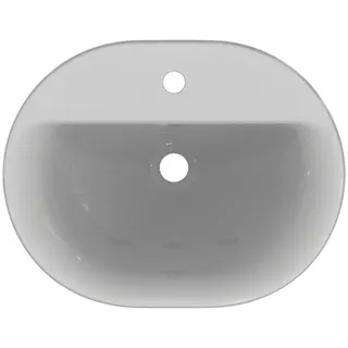 Ideal Standard Einbauwaschtisch Connect, oval, 1 Hahnloch, mit Überlauf, 550x430x175mm, Weiß