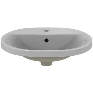 Ideal Standard Einbauwaschtisch Connect, oval, 1 Hahnloch, mit Überlauf, 550x430x175mm, Weiß – Bild 2
