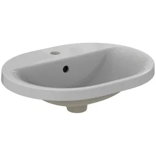 Ideal Standard Einbauwaschtisch Connect, oval, 1 Hahnloch, mit Überlauf, 550x430x175mm, Weiß – Bild 4
