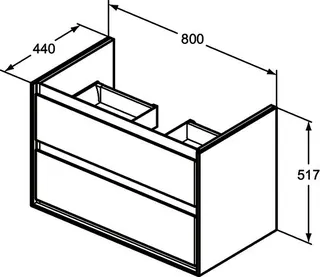 Ideal Standard MWT-Unterschrank Connect Air,2 Ausz., 800x440x517mm, Weiß gl.u.matt – Bild 4