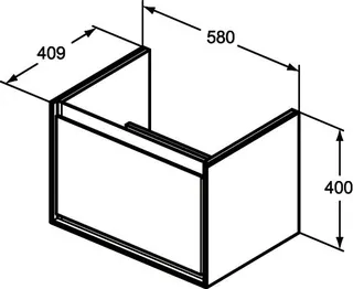 Ideal Standard Waschtisch-USchrank Connect Air Cube, 1Ausz., 580x409x400mm, Weiß gl.u.matt – Bild 4