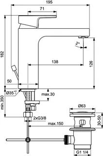 Ideal Standard Waschtischarmatur Edge, Grande, 5 l/min., m.Ablgarn., Ausld.138mm, Chrom – Bild 5