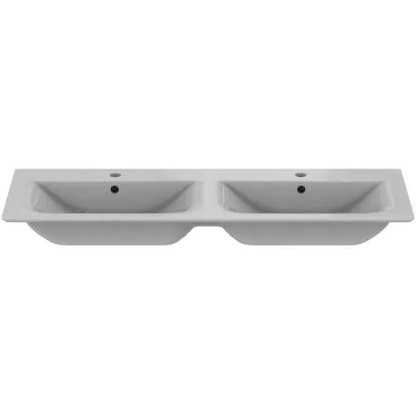 Ideal Standard Möbeldoppelwaschtisch Connect Air, je 1 Hahnloch, mit Überlauf, 1240x460x165mm, Weiß