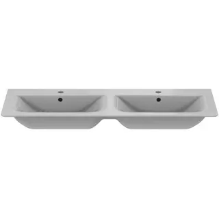 Ideal Standard Möbeldoppelwaschtisch Connect Air, je 1 Hahnloch, mit Überlauf, 1240x460x165mm, Weiß