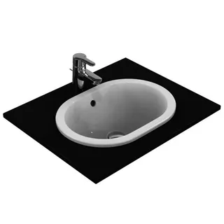 Ideal Standard Einbauwaschtisch Connect, oval, ohne Hahnloch, mit Überlauf, 480x350x175mm, Weiß