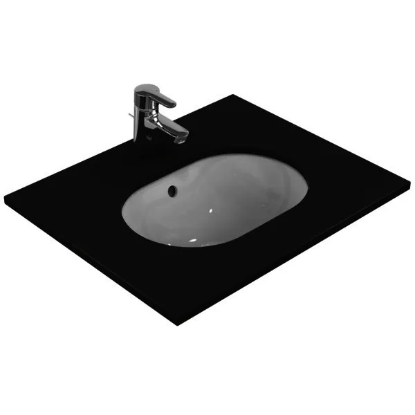 Ideal Standard Unterbauwaschtisch Connect, oval, ohne Hahnloch, mit Überlauf, 480x350x175mm, Weiß