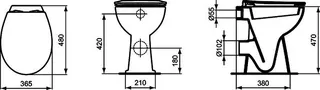 Ideal Standard Standtiefspül-WC Eurovit, erhöht, Abgang außen waagr., 365x480x470mm, Weiß – Bild 2