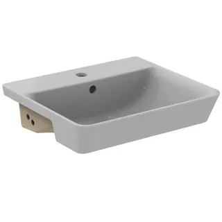 Ideal Standard Halbeinbauwaschtisch Connect Air, 1 Hahnloch, mit Überlauf, 500x440x160mm, Weiß – Bild 4