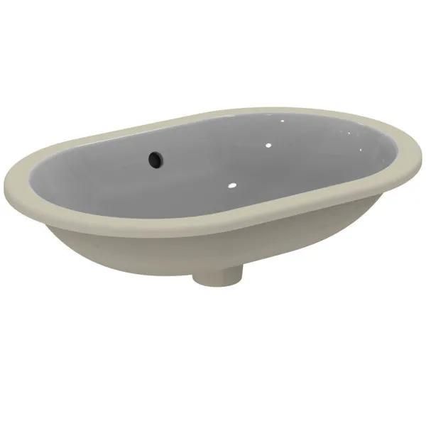 Ideal Standard Unterbauwaschtisch Connect, oval, ohne Hahnloch, mit Überlauf, 620x410x175mm, Weiß
