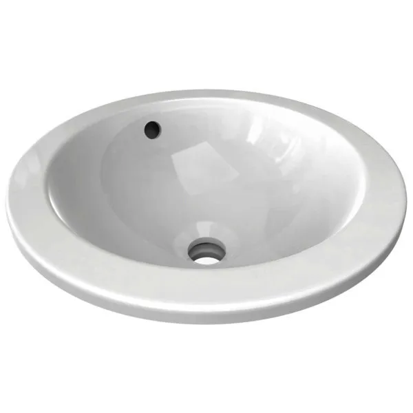Ideal Standard Einbauwaschtisch Connect, rund, ohne Hahnloch, mit Überlauf, 380x380x165mm, Weiß