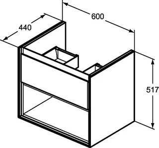 Ideal Standard MWT-Unterschrank Connect Air,1 Ausz., 600x440x517mm, Weiß gl.u.matt – Bild 3