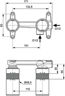 Ideal Standard Unterputz-Bausatz für Wand-Waschtischarmatur – Bild 4