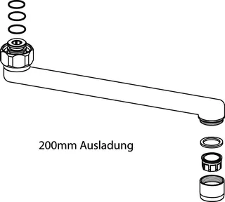 Ideal Standard Rohrauslauf 200mm, für Wand-Küchenarmatur, Chrom