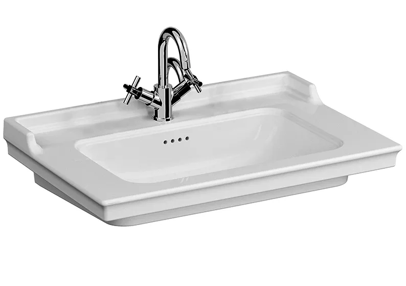 VitrA Möbelwaschtisch Valarte 795 x 530 mm Hahnloch 4 Überlauflöcher Weiß Hochglanz