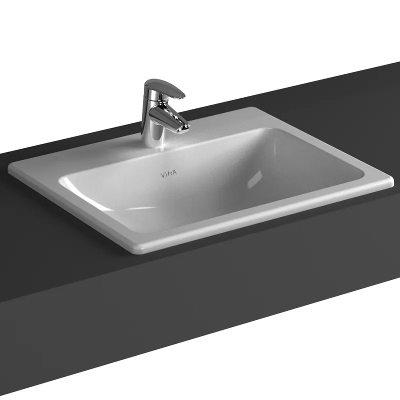 VitrA Einbauwaschtisch S20 550 x 450 mm rechteckig Hahnloch Überlaufl. Weiß HG