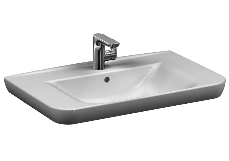 VitrA Waschtisch Sento 780 x 485 mm Hahnloch Überlaufloch Weiß Hochglanz