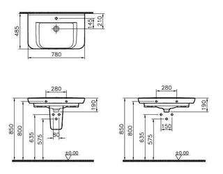 VitrA Waschtisch Sento 780 x 485 mm Hahnloch Überlaufloch Weiß Hochglanz – Bild 2