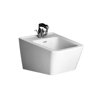 VT Wand-Bidet Equal 395 x 450 mm Hahnloch Überlaufschlitz Weiß Hochgl. VC