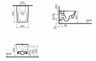 Tiefspüler-Wand-WC Equal VitrA Flush 395 x 540 mm V-Fit Weiß Hochglanz VC – Bild 2