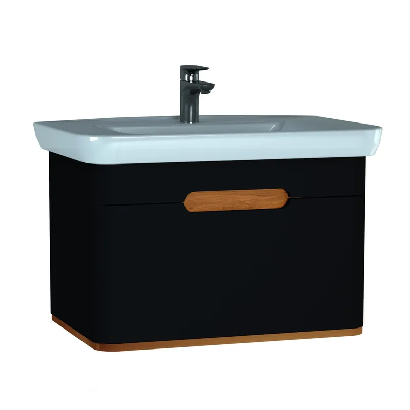 VitrA Set Waschtisch + Unterschrank Sento 780 mm LED-Beleuch. 1 Vollauszug Anthrazit Matt