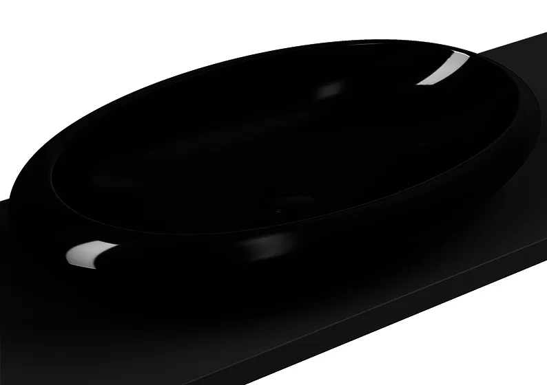 VitrA Aufsatzschale Istanbul 855 x 510 mm oval ohne Hahnlochbank Schwarz HGL VC