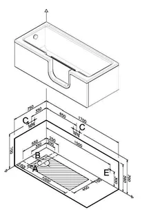 VitrA Frontschürze Conforma Combo 1700 mm Einstieg rechts Acryl Weiß – Bild 2