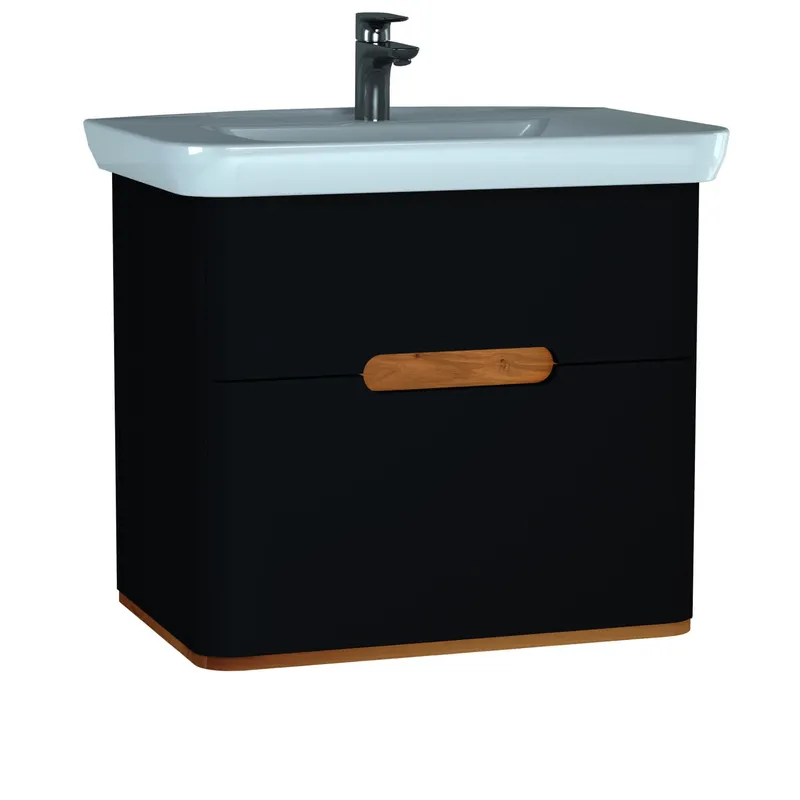VitrA Set Waschtisch + Unterschrank Sento 780 mm LED-Bel. 2 Vollauszüge Anthrazit Matt