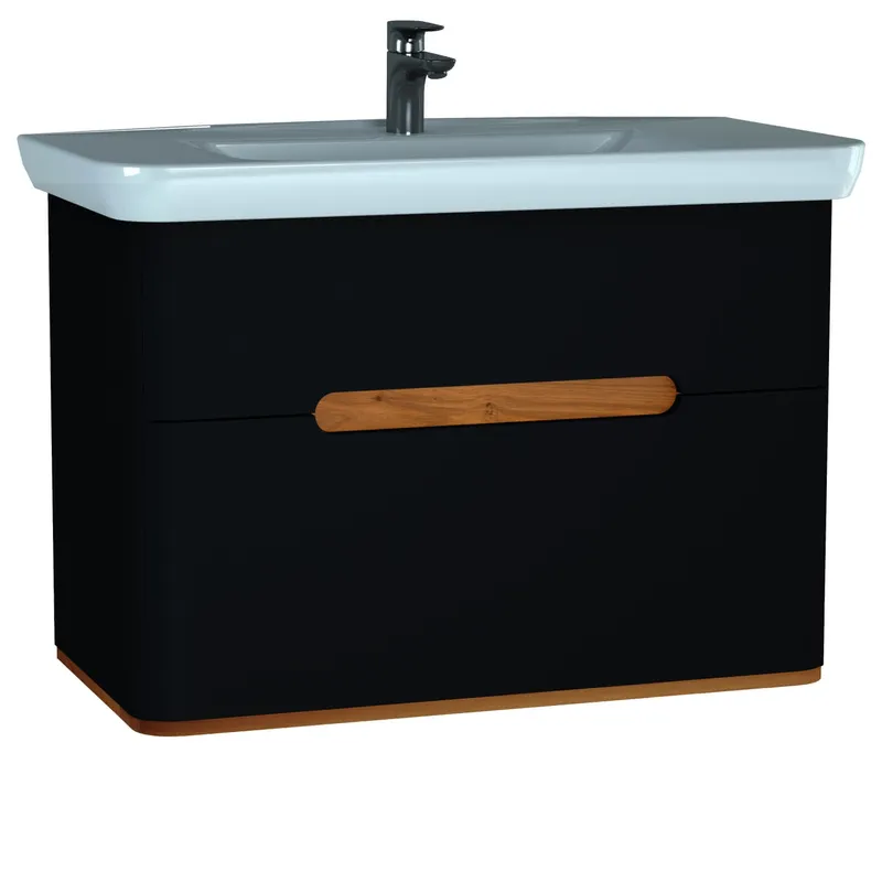 VitrA Set Waschtisch + Unterschrank Sento 980 mm LED-Bel. 2 Vollauszüge Anthrazit Matt