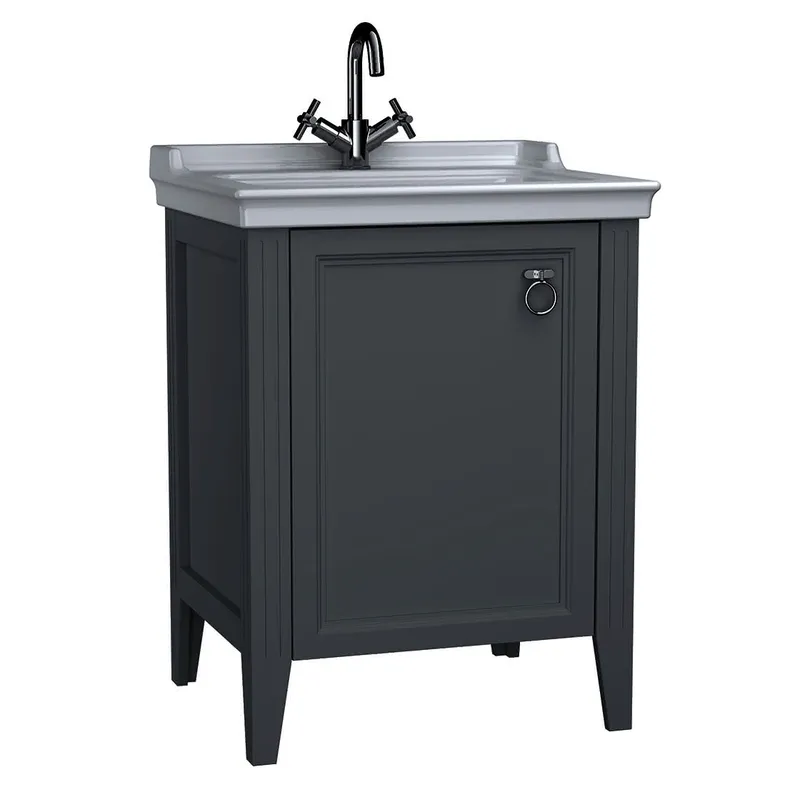 VitrA Set Waschtisch + Unterschrank Valarte 645 mm 1 Tür Anschlag links Grau Matt