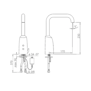 Waschtisch-Batt. HANSAELECTRA 6444 6 V Bluetooth Ausld. 170 mm DN15 chr – Bild 4