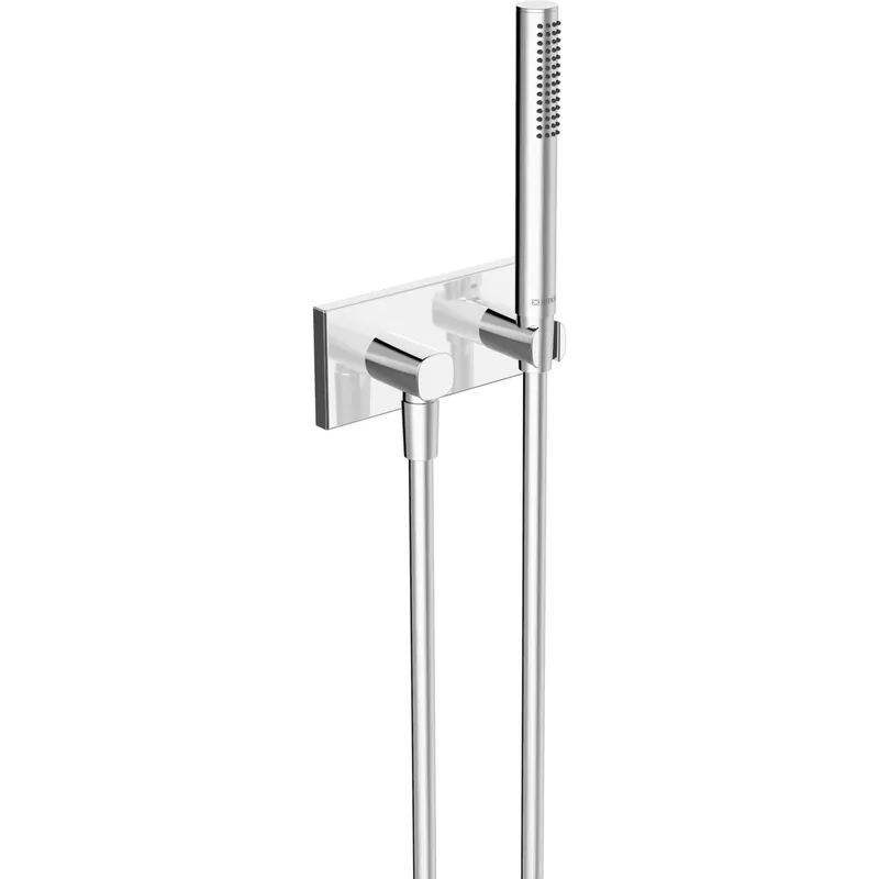 Handbrausegarnitur HANSALIVING 4443 Ros.eckig Abgang soft edge 1-strahl. chr
