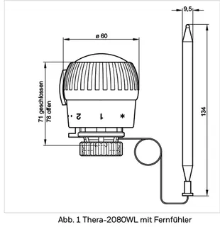Resideo Thermostatregler Thera-2080 WL mit Fernfühler 2 m Kapillarrohr – Bild 4