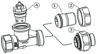 Resideo Thermostatventilkörper SX Messing vernickelt, Bogentülle, 1/2'' – Bild 5