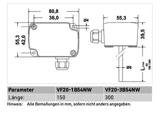 Resideo Luftkanal- und Tauchfühler VF NTC 20k, -40 - +150 GradC, IP54, 150mm – Bild 4