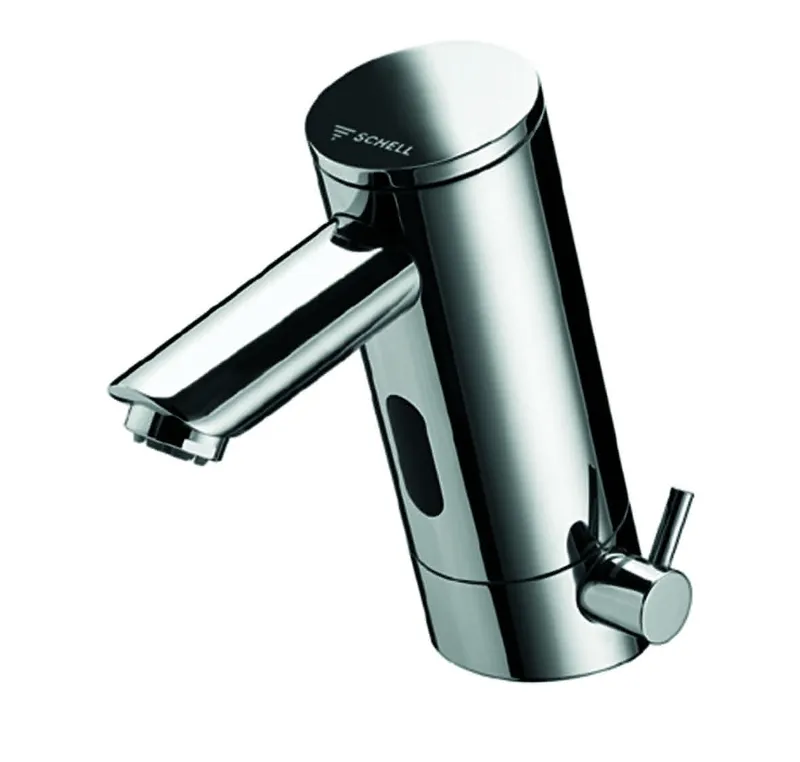 SCHELL Waschtisch-Arm. PURIS E ND-M, Elektron. Mischw., langer Auslauf, Batt., chrom