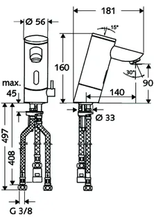 SCHELL Waschtisch-Arm. PURIS E ND-M, Elektron. Mischw., langer Auslauf, Batt., chrom – Bild 2