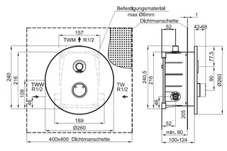 CONTI+ CONGENIAL FIT el. PZ Dusche Batt. FM rund Thermost. Edelst. DN15 – Bild 4