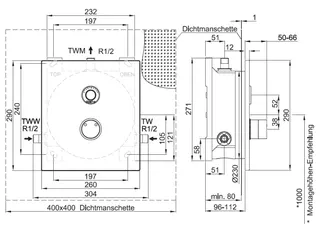 CONTI+ CONGENIAL el. PZ Dusche Netz UP FM eckig T-Desinf. Thermost Edelst. DN15 – Bild 4