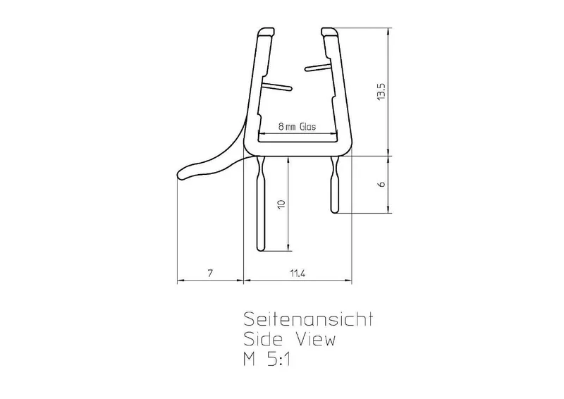 DS Wasserabweisprofil geb. Five links 000: Pressblank