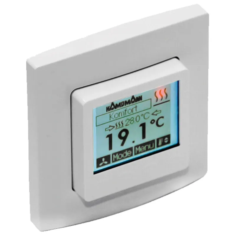 Kampmann Uhrenthermostat IP30, UP, 5-30 Grad C H 18-40 Grad C K 230V/0-10VDC Typ 30256