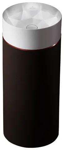 Villeroy & Boch Waschbecken mit Säule Octagon 400x400mm Rund HL. Mocha Leather