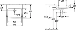 Villeroy & Boch Waschbecken O.novo 550x460mm Eckig ohne Überlauf geschliffen Weiß Alpin – Bild 4
