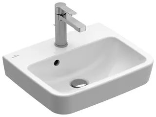 Villeroy & Boch Handwaschbecken O.novo 450x370mm Eckig 1HL. m. ÜL. Weiß Alpin CeramicPlus – Bild 2