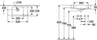 Villeroy & Boch Handwaschbecken Compact O.novo 500x250mm Eckig mit Überlauf Weiß Alpin – Bild 5
