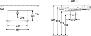 Villeroy & Boch Waschbecken O.novo 650x460mm Eckig ohne Überlauf geschliffen Weiß Alpin – Bild 4