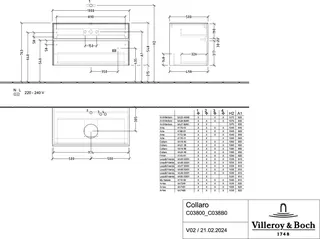 Villeroy & Boch WTUS Collaro C038 1000x548x500mm 2 Ausz. Waschtisch m.tig Glossy White – Bild 4